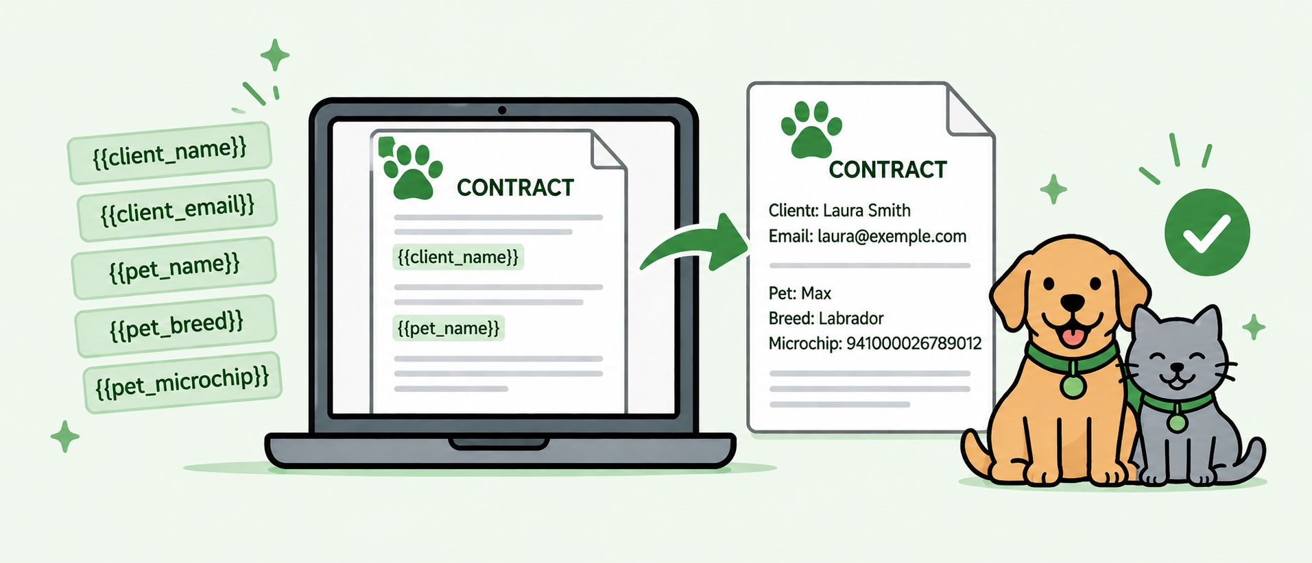 Software Documents and contracts for pet business screenshot for pet business management software