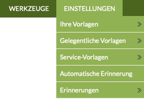 Einstellungsmenü des Marketing-Moduls