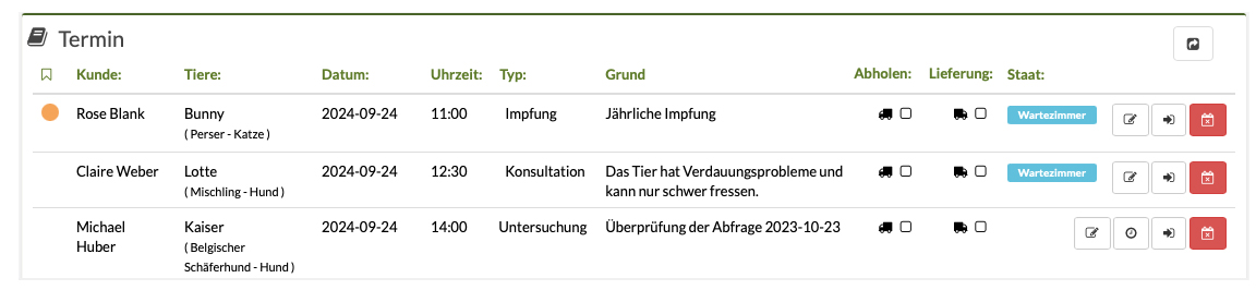 Erinnerungen an Tierarzttermine