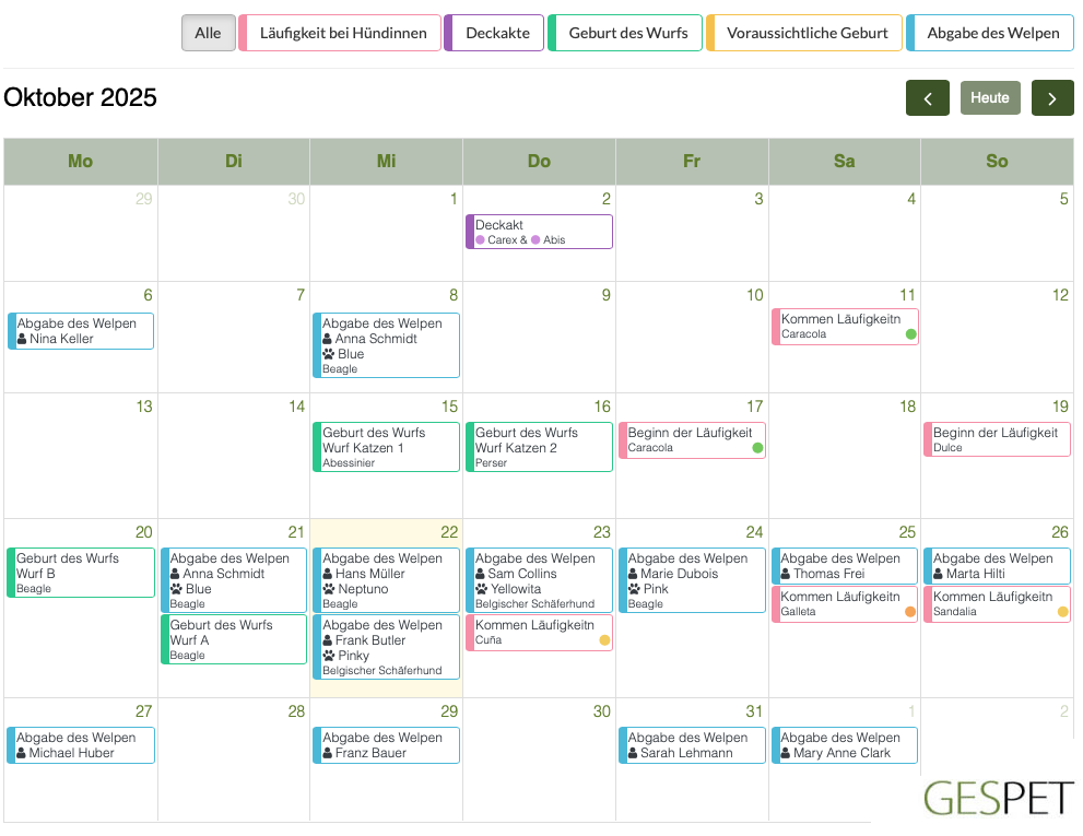 zuchterkalender fur tiere