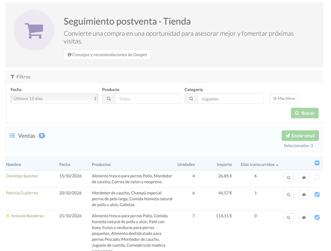 informe de seguimiento postservicio para tiendas de mascotas
