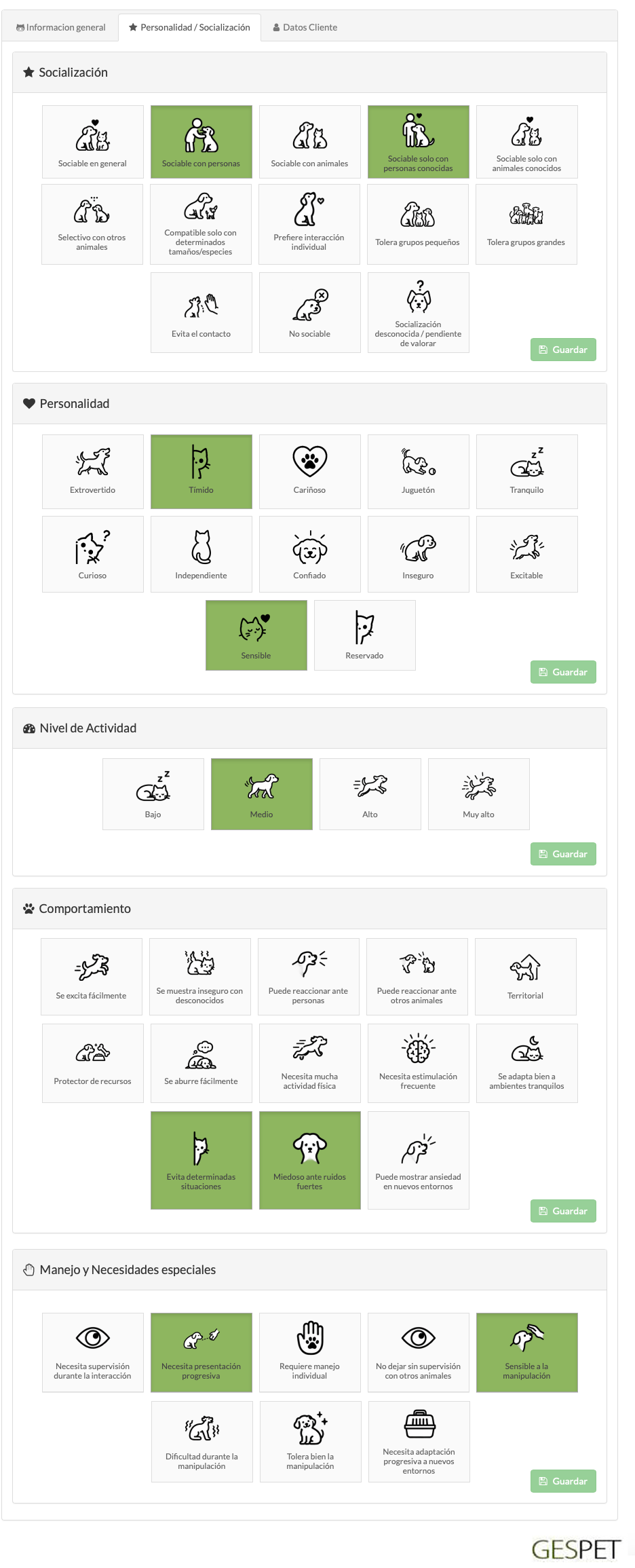 software socialización animales