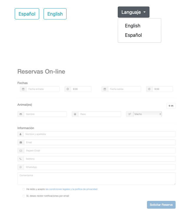 reservas online gratis para negocios de mascotas y citas online para animales - reservas online botones