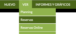 menú para ver reservas de guardería canina, felina y de mascotas