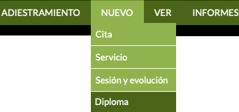 menú para crear diplomas personalizados de adiestramiento canino
