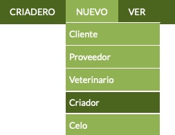 menú para añadir criadores en el software para criaderos caninos