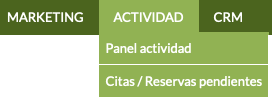 panel de actividad CRM para negocios de mascotas con citas, reservas y cumpleaños