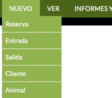 menú para crear reservas en software de guardería canina, felina y de mascotas