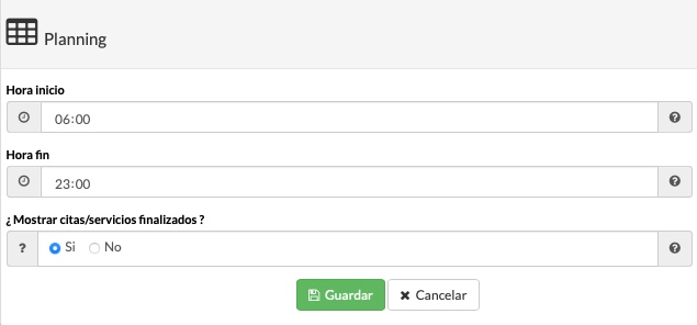 configuración de horarios y planning para peluquería canina