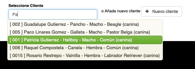 buscadores inteligentes para clientes y mascotas en Gespet en software para mascotas - programa peluqueria canina clientes