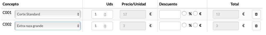 programa de peluquería de perros para hacer facturas con descuentos