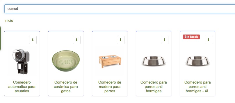ordenar productos por categorías en tienda de mascotas