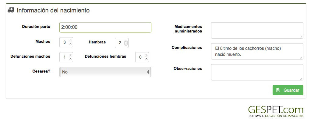 camadas informacion nacimiento y venta en el software para criadores caninos, criaderos, camadas, pedigree y consanguinidad