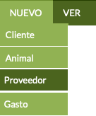 menú para añadir proveedores y gastos en guarderías de mascotas