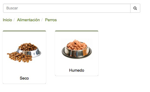 ordenar productos por categorías en tienda de mascotas