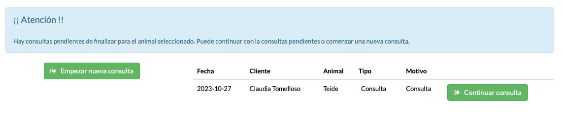 cosulta veterinaria en proceso