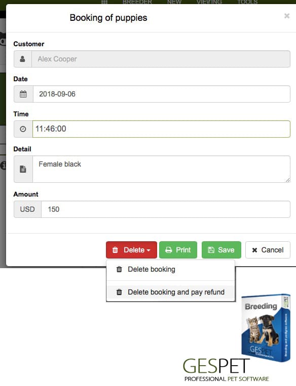 App for breeders: mating, heat, planned litters and puppies screenshot for dog breeding and pedigree software