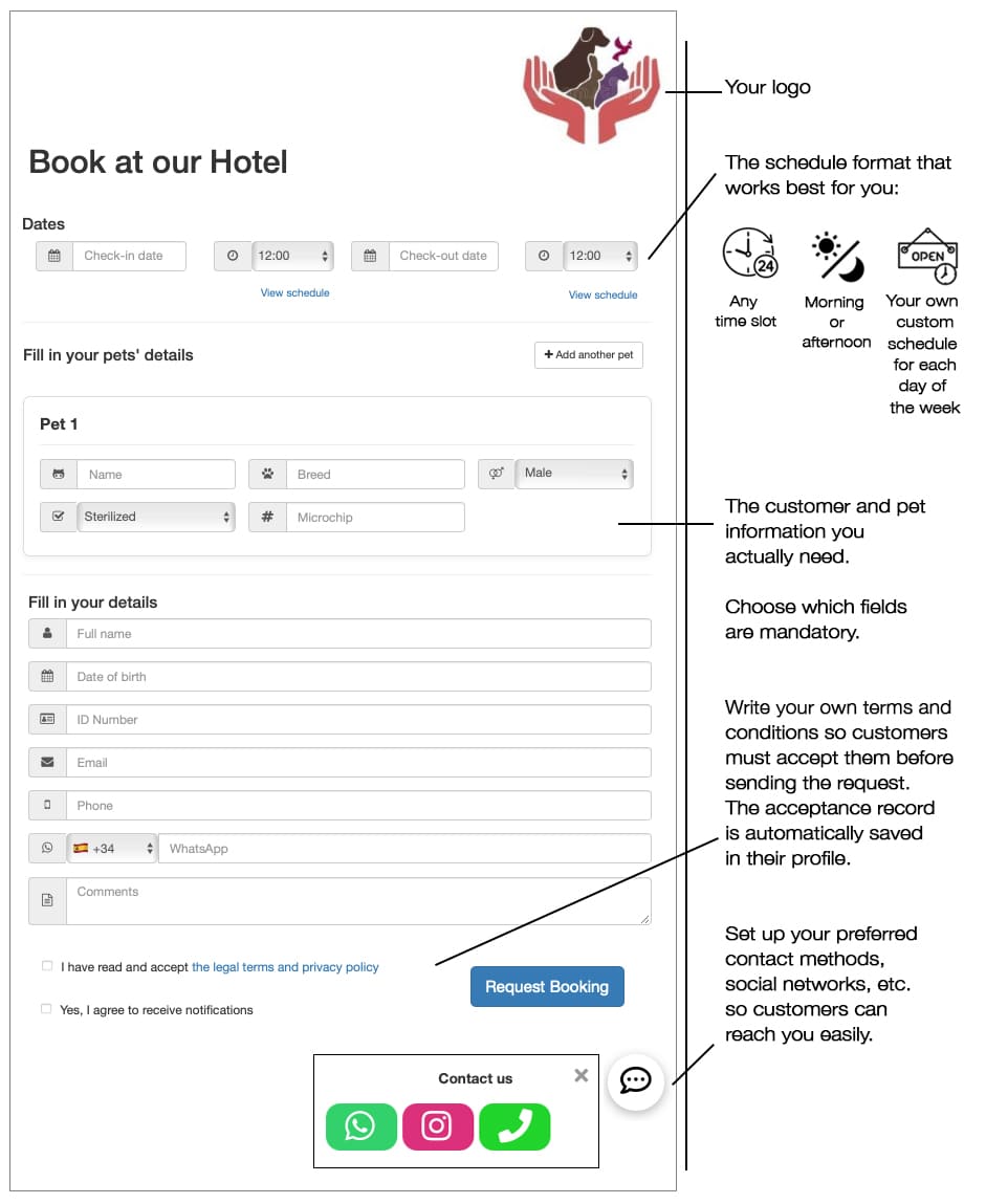 prenotazioni online per hotel per animali da mobile