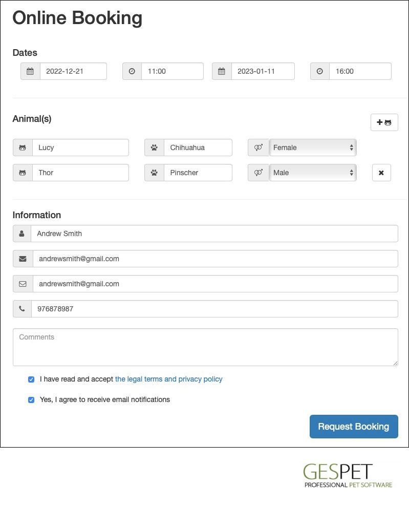 formulaire de rendez-vous en ligne pour consultations vétérinaires