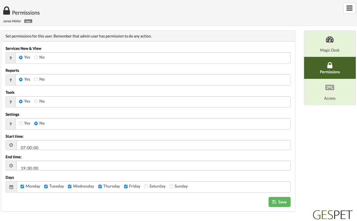 staff permissions management