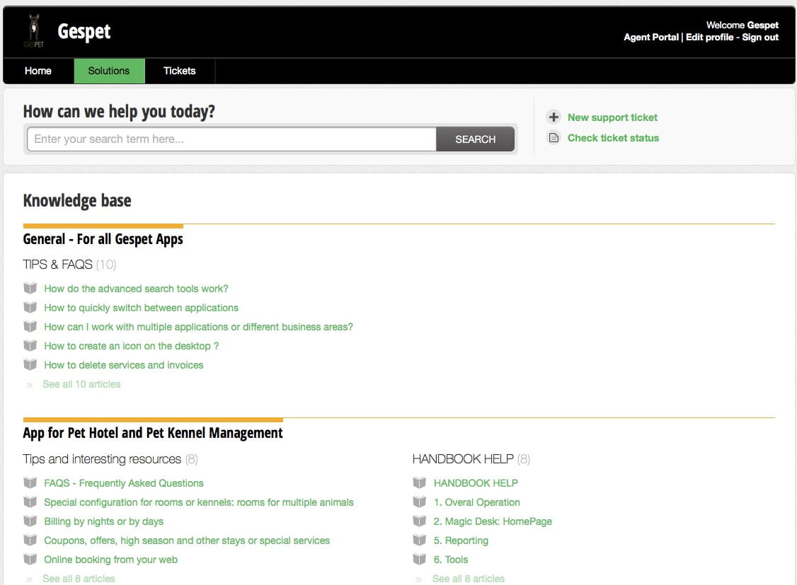 Gespet: training and help screenshot for pet business management software