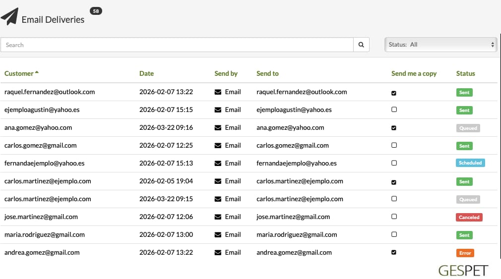 Mailing. Send emails to multiple customers screenshot for WhatsApp, email and message templates for pet businesses