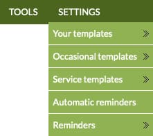 Menu de configuration du module Marketing