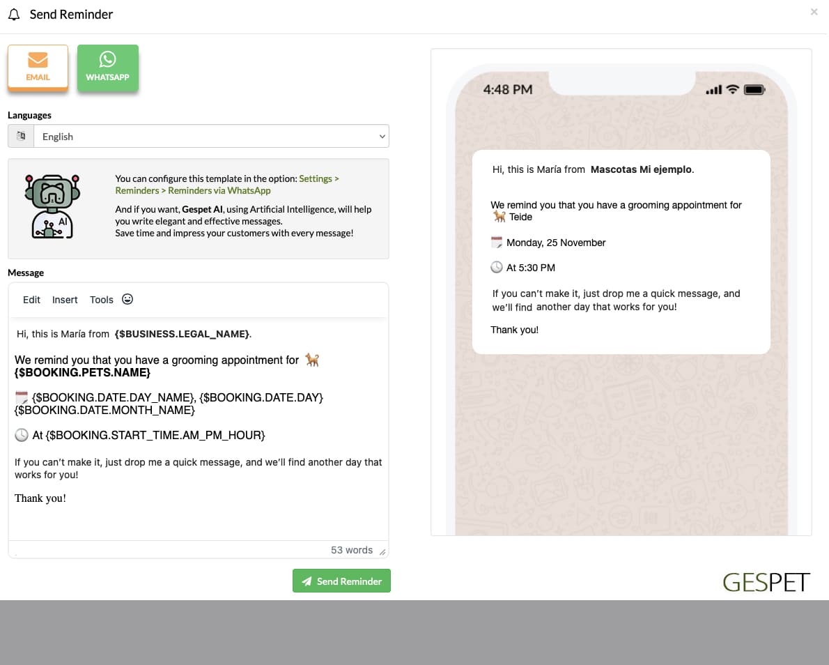 pet business marketing software with WhatsApp, email and customer communication tools - software marketing lembretes clientes animais enviar whatsapp banner