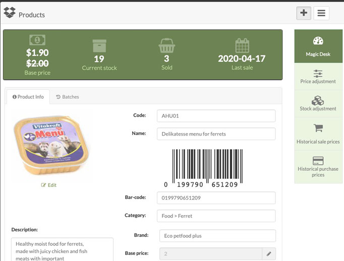 software para controlar stock e vendas loja de animais