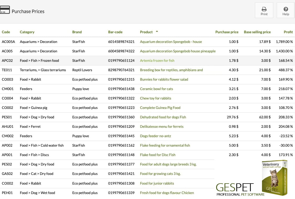 The most complete animal store software screenshot for pet shop POS and pet store management software