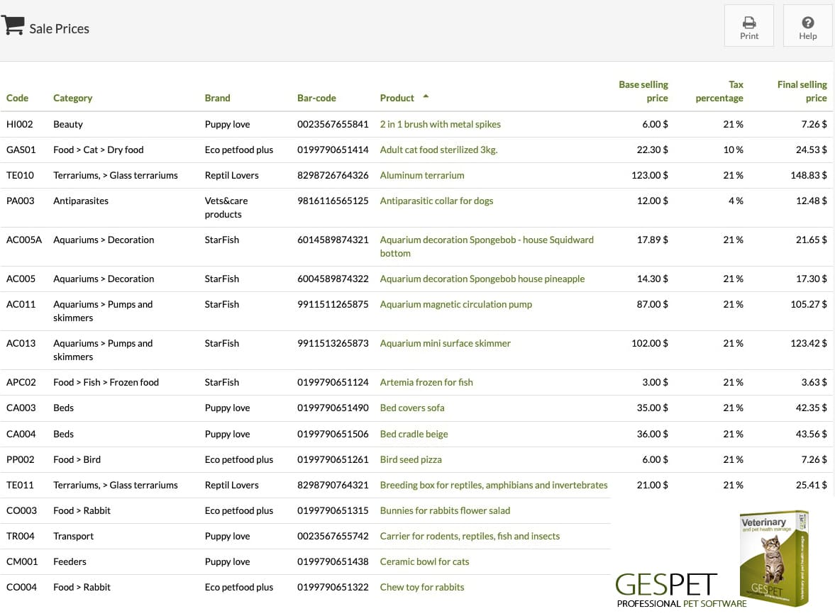 The most complete animal store software screenshot for pet shop POS and pet store management software