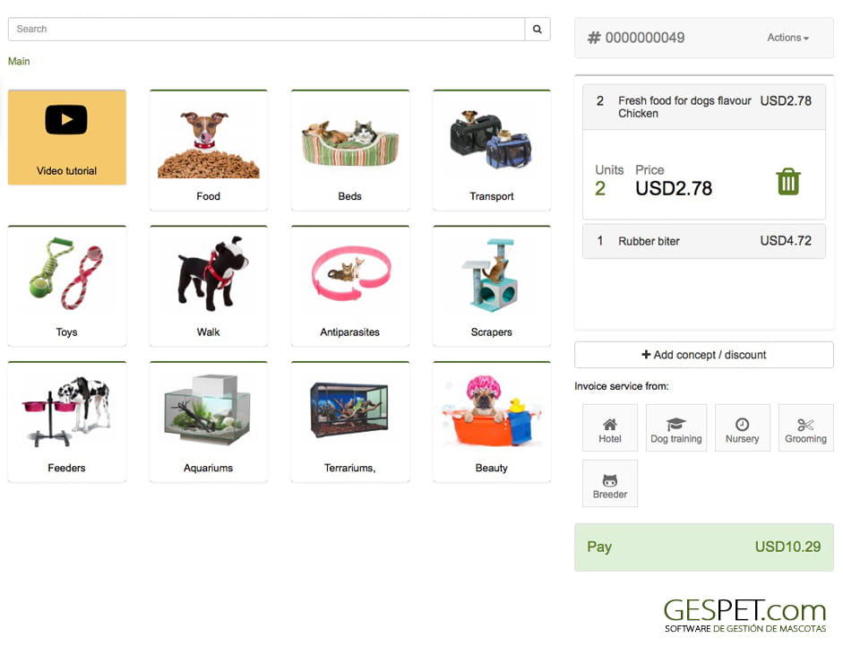 aplicação para gerir alojamento e cuidados de animais