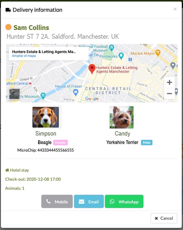 Gespet: training and help screenshot for pet transport and pet taxi software