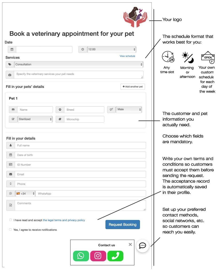 prenotazioni online per clinica veterinaria da mobile