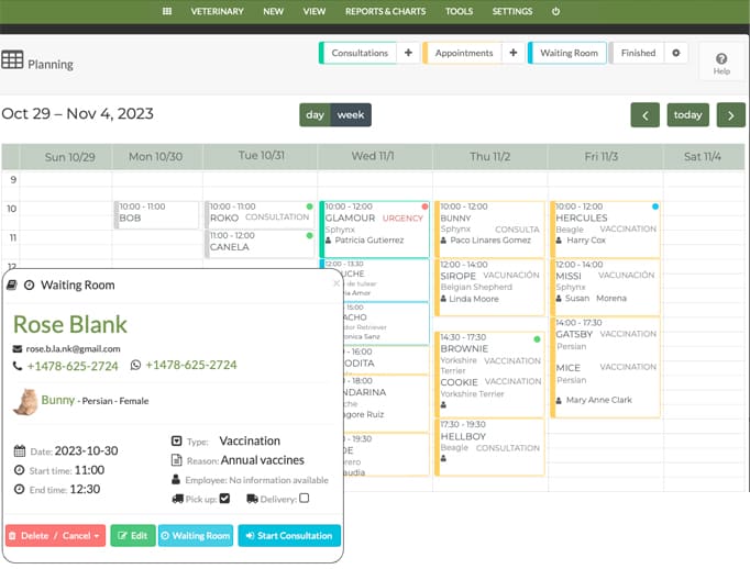 veterinary appointment planner