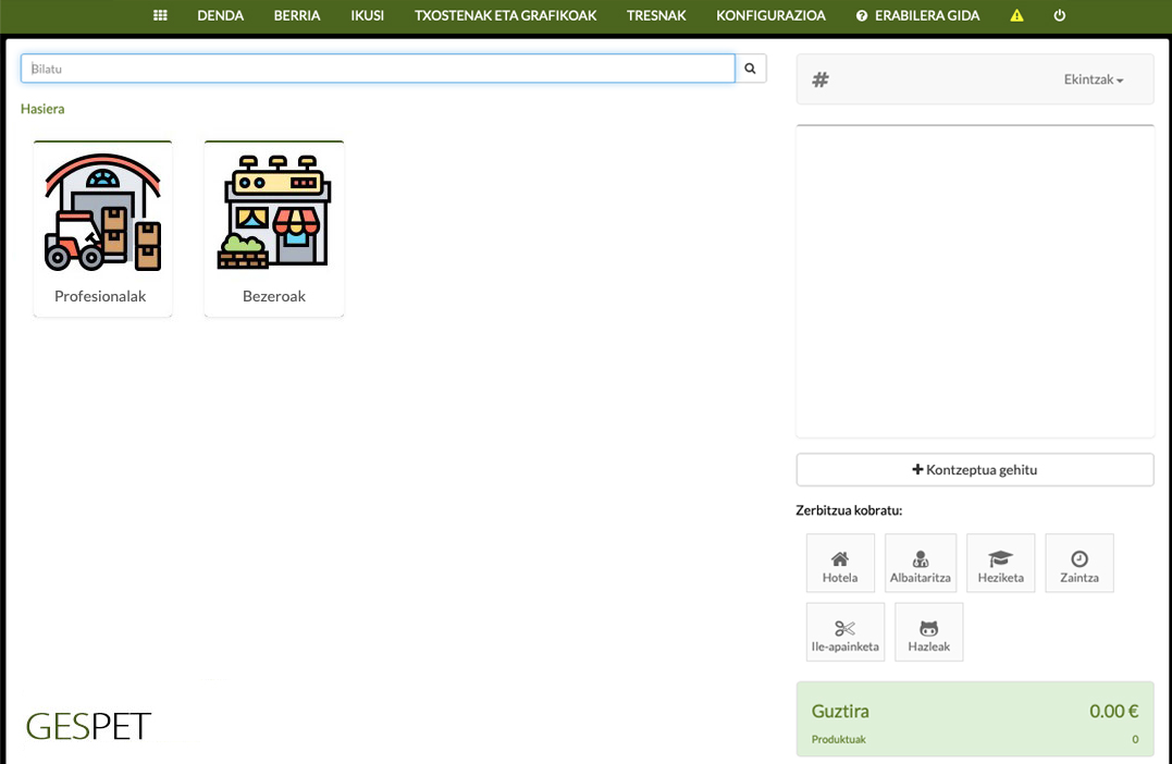 handizkako maskota produktuen salmenta Gespet softwarean