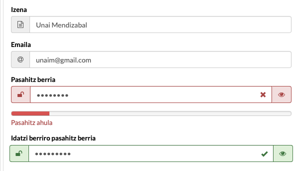 maskoten softwarean erabiltzaileak eta pasahitz seguruak konfiguratzea