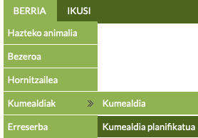 txakur-haztegiko softwarean kumaldi planifikatu berria sortzeko menua
