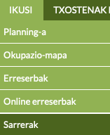 guarderiako sarreren menua eta egonaldi aktiboak