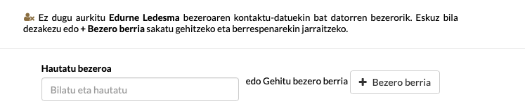 Bezero berriak sortzeko leihoa Gespeten, maskoten negozioetarako online erreserba eskaera bat jasotzean