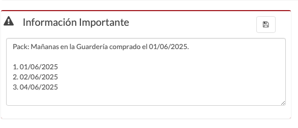 guarderiako pack promozioaren bezero fitxa