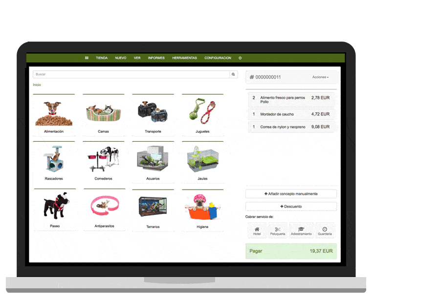 Maskota-dendentzako salmenta, stock eta bezeroen kudeaketa-softwarea