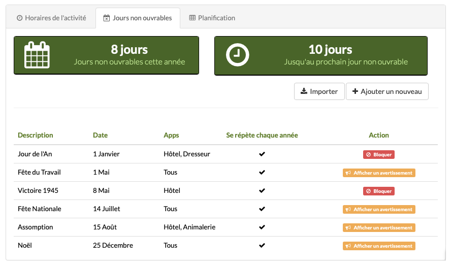 Gestion des jours fériés et des fermetures pour les entreprises du secteur animalier