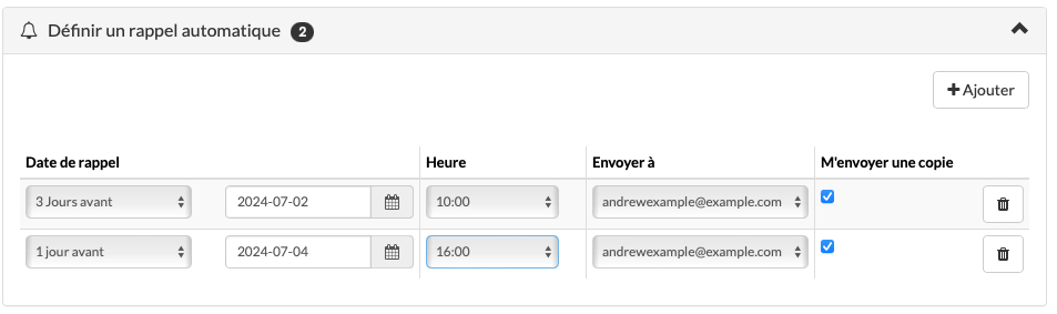 envoyer un rappel de rendez-vous au client
