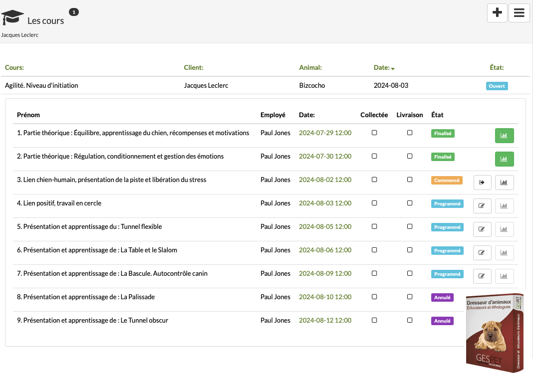 tarifs de configuration du logiciel de formation de chiens