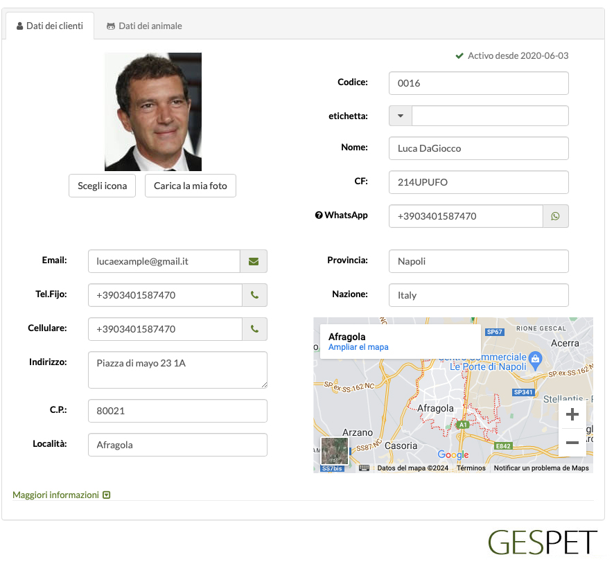 software di registrazione del cliente