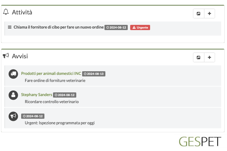 avvisi dell'hotel degli animali