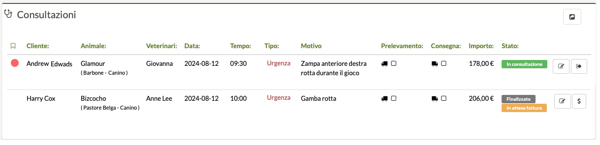 appuntamenti e consultazioni veterinarie