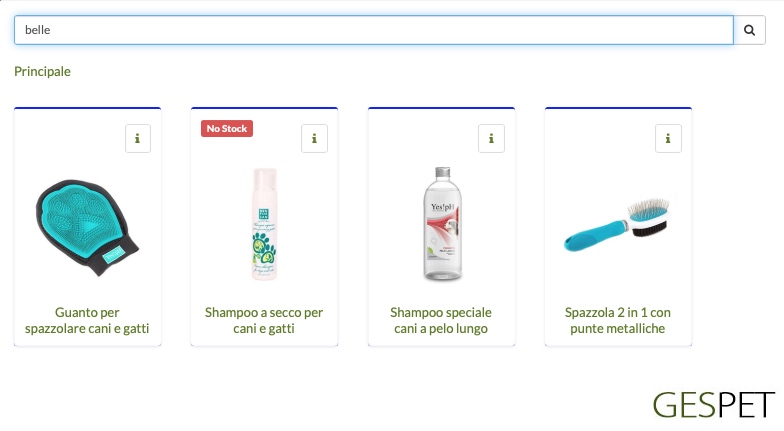 software negozio di animali categorie e ricerca prodotti
