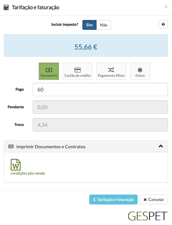 configurar taxas de grooming